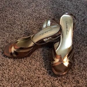 New Charlotte Russe  gold/copper wedge sandals 10